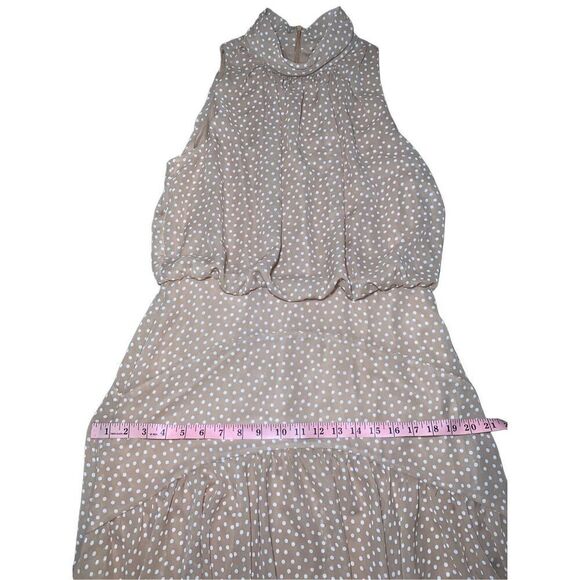 TAYLOR TAN POLKA DOT MOCK NECK MAXI DRESS - Picture 10 of 10